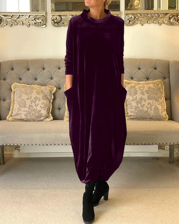 Tessa - Stylish Velvet Dress with Pockets