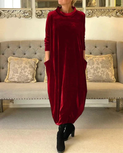 Tessa - Stylish Velvet Dress with Pockets