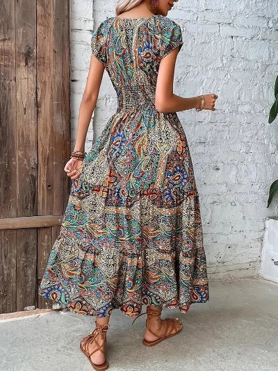 Ryette - Vibrant Paisley Print Maxi Dress