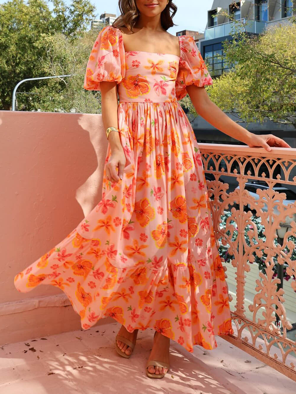 Reign - Floral Puff Maxi Dress