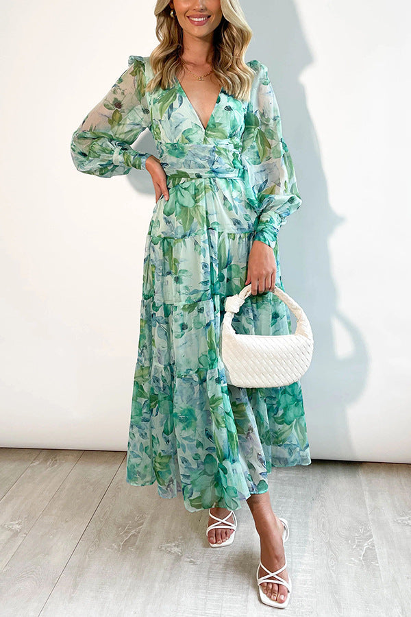 Mireya - Floral V-Neck Midi Dress