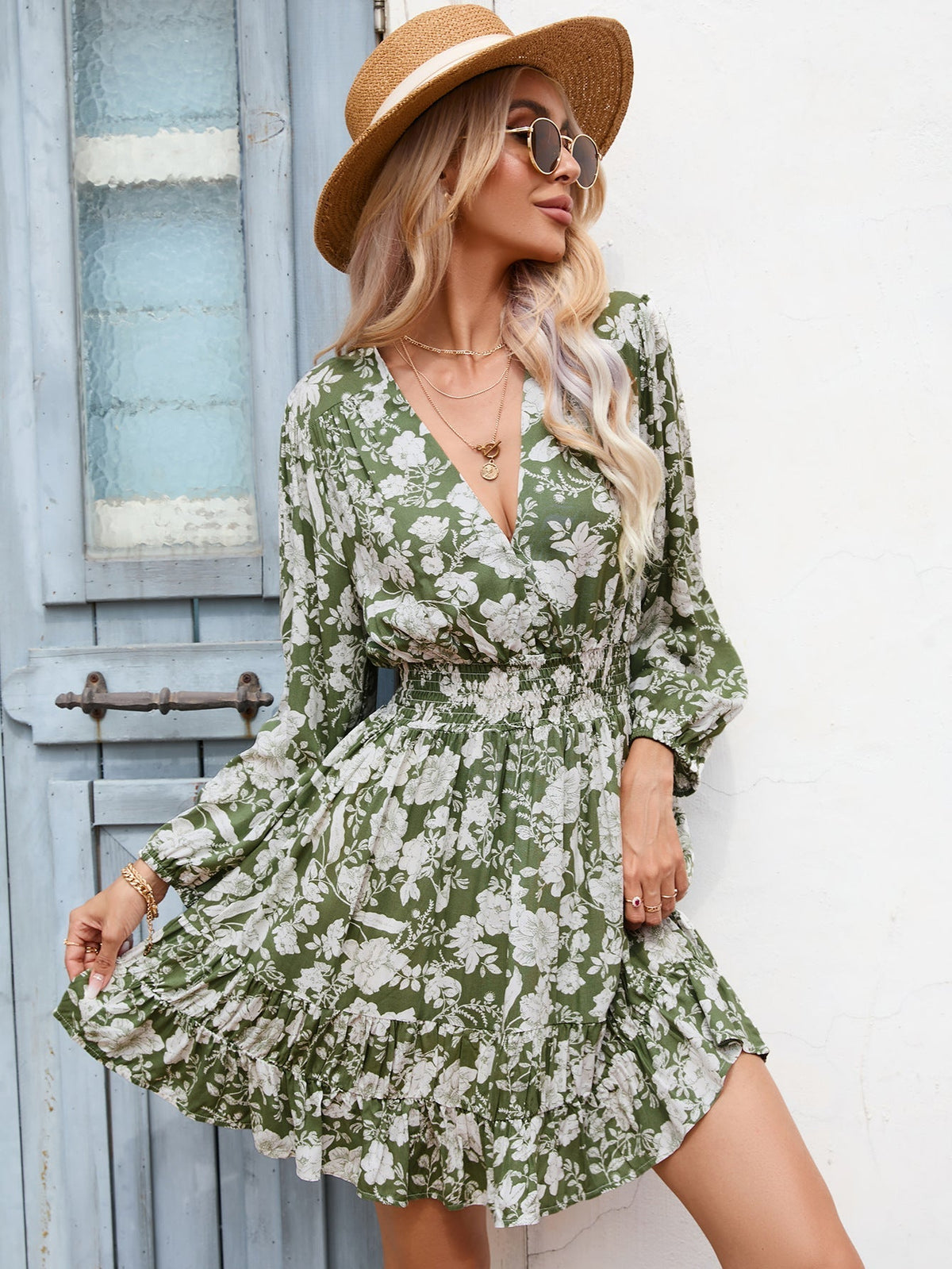 Alessandra - V-Neck Floral Mini Dress