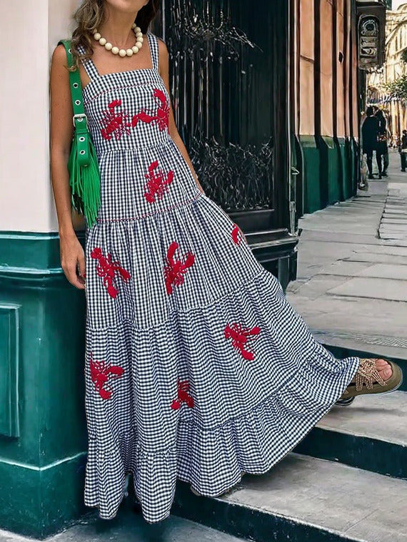 Thandie - Checkered Scorpion Maxi Dress