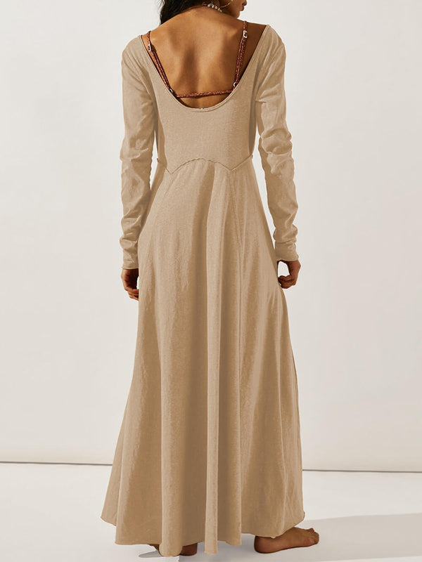 June - V-Neck Button Maxi Dress