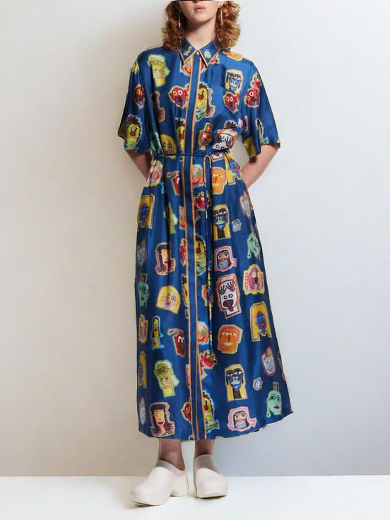 Daria - Graffiti Printed Collared Dress