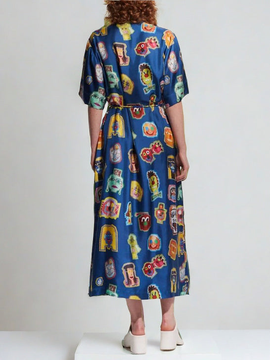 Daria - Graffiti Printed Collared Dress