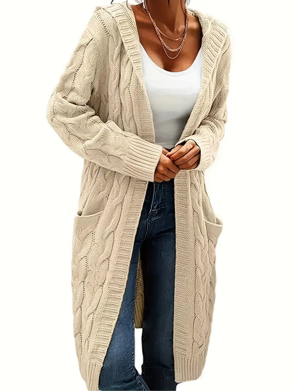 Marcella - Cable Knit Hooded Cardigan