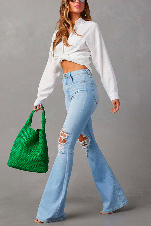 Acacia - Distressed Bell Bottom Jeans