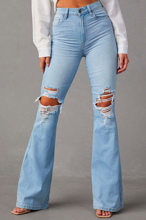 Acacia - Distressed Bell Bottom Jeans