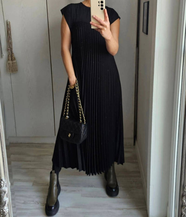 Mona - Luxe Pleated Midi Dress