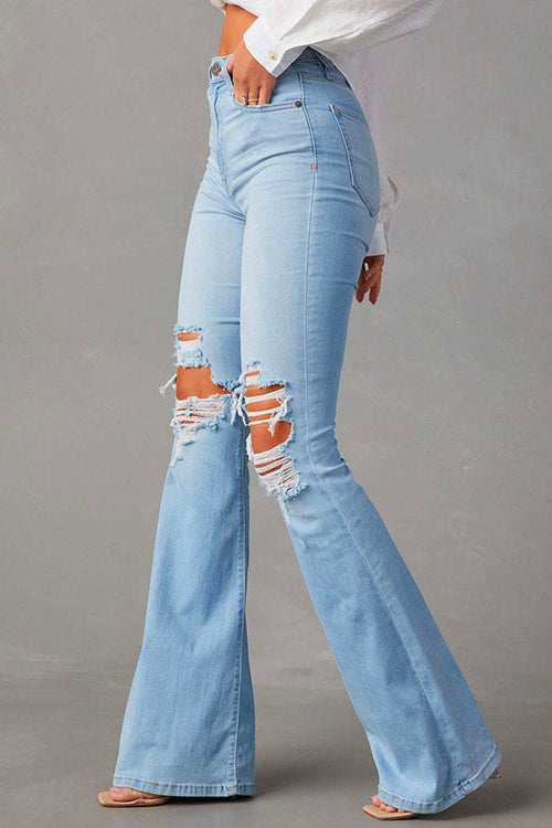 Acacia - Distressed Bell Bottom Jeans