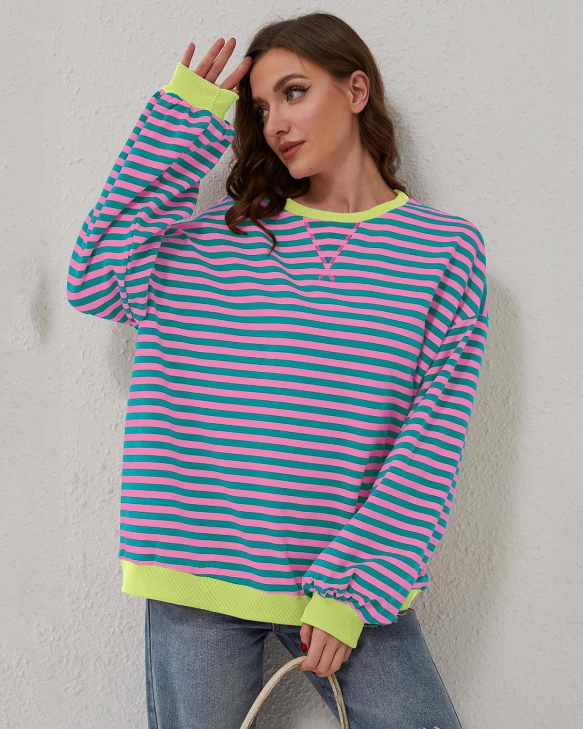 Vellona - Oversized Striped Sweatshirt