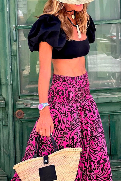 Deseree - Smocked Ruffle Maxi Skirt