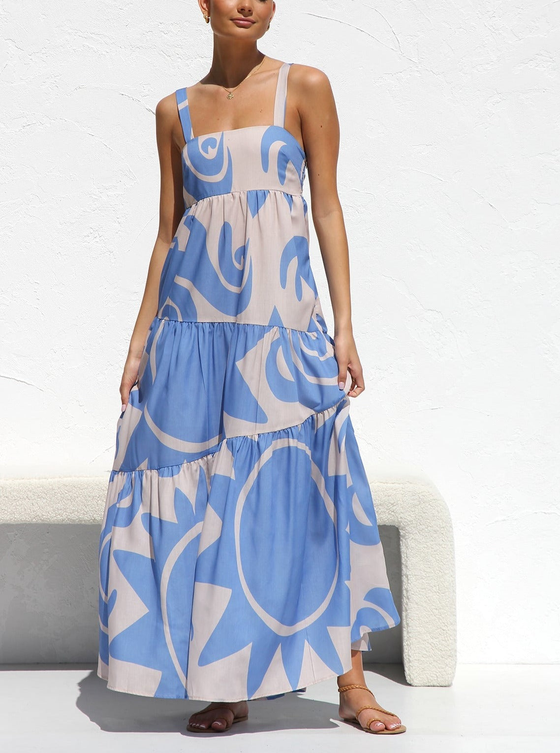 Tiffany - Printed Blue Maxi Dress