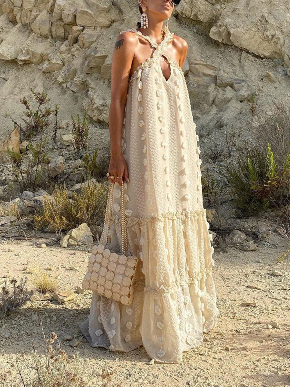 Shera - Boho Halterneck Maxi Dress