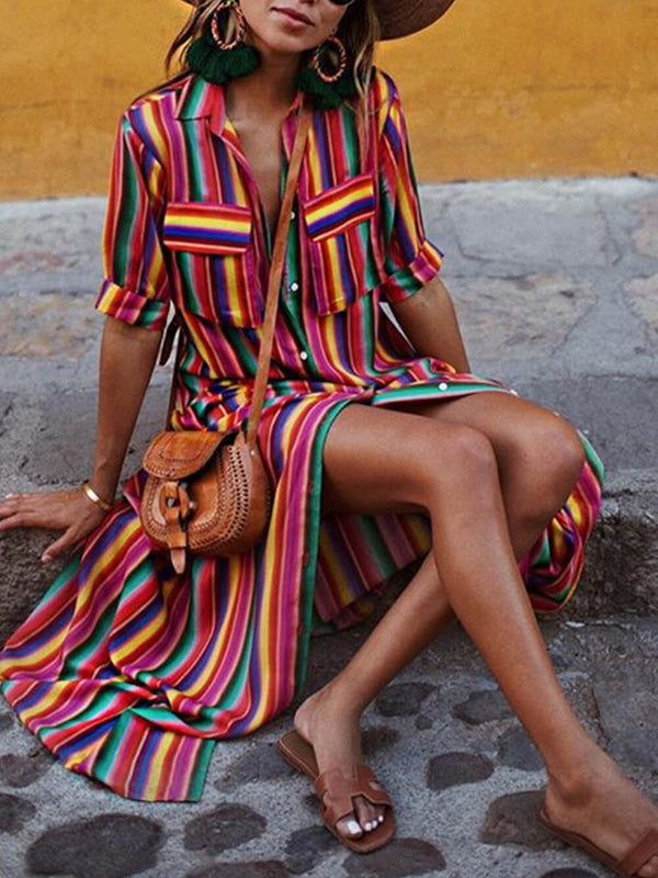 Shane - Striped Multi-color Maxi Dress