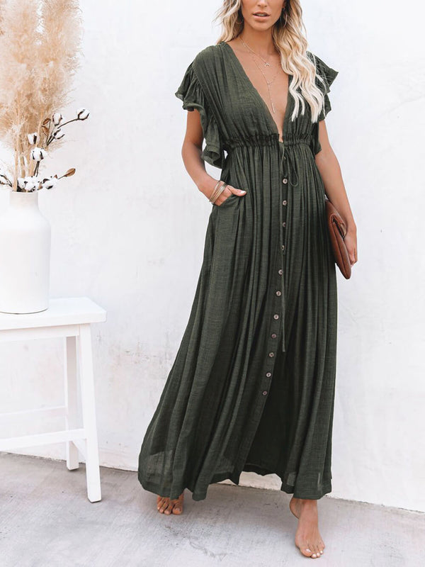 Julia - V-Neck Boho Maxi Dress