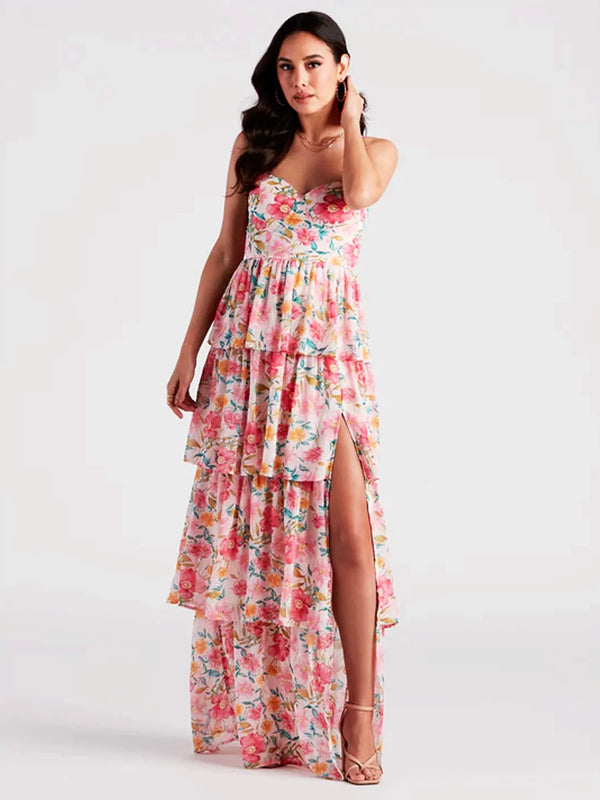 Eleana - Premium Slit Floral Dress