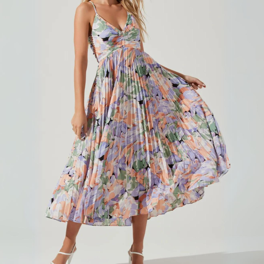 Anya - Pleated Chiffon Dress