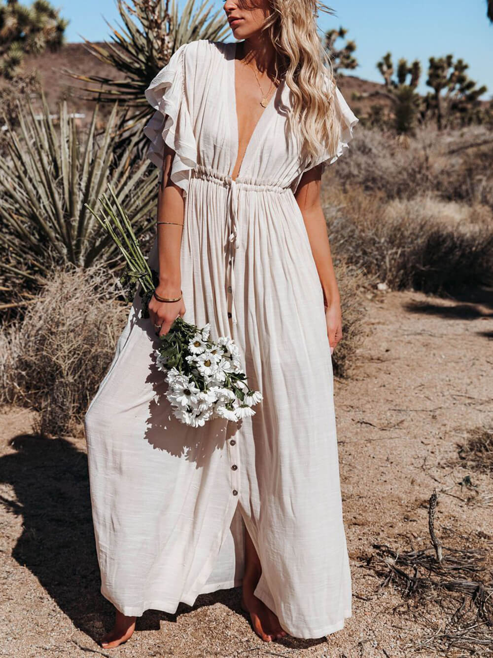 Julia - V-Neck Boho Maxi Dress