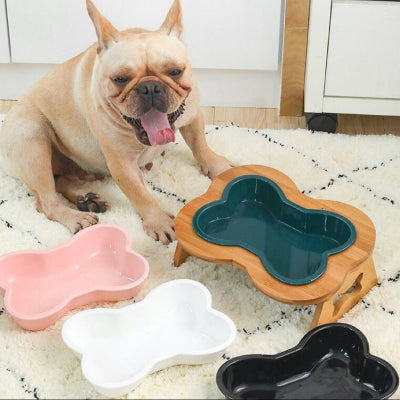 Dog Bowl with Wooden Base – Stylish & Durable Pet Feeder