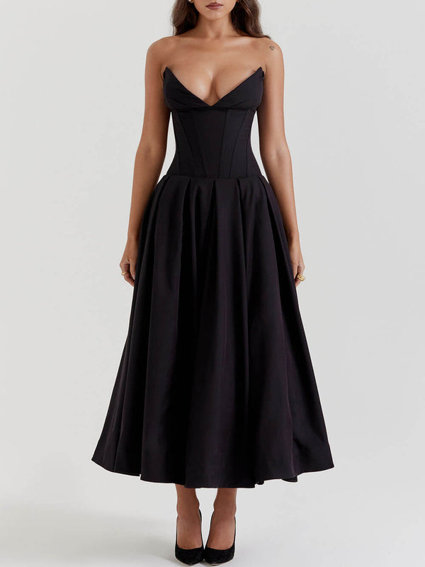 Krisha - Black Strapless Maxi Dress