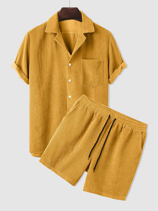 Levi - Textured Polo Shirt and Short Set for Men