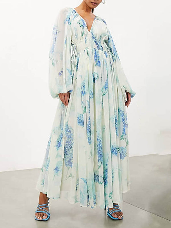 Lindsay - Floral Drawstring Maxi Dress