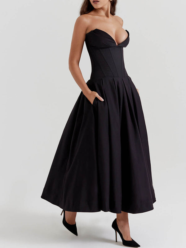 Krisha - Black Strapless Maxi Dress