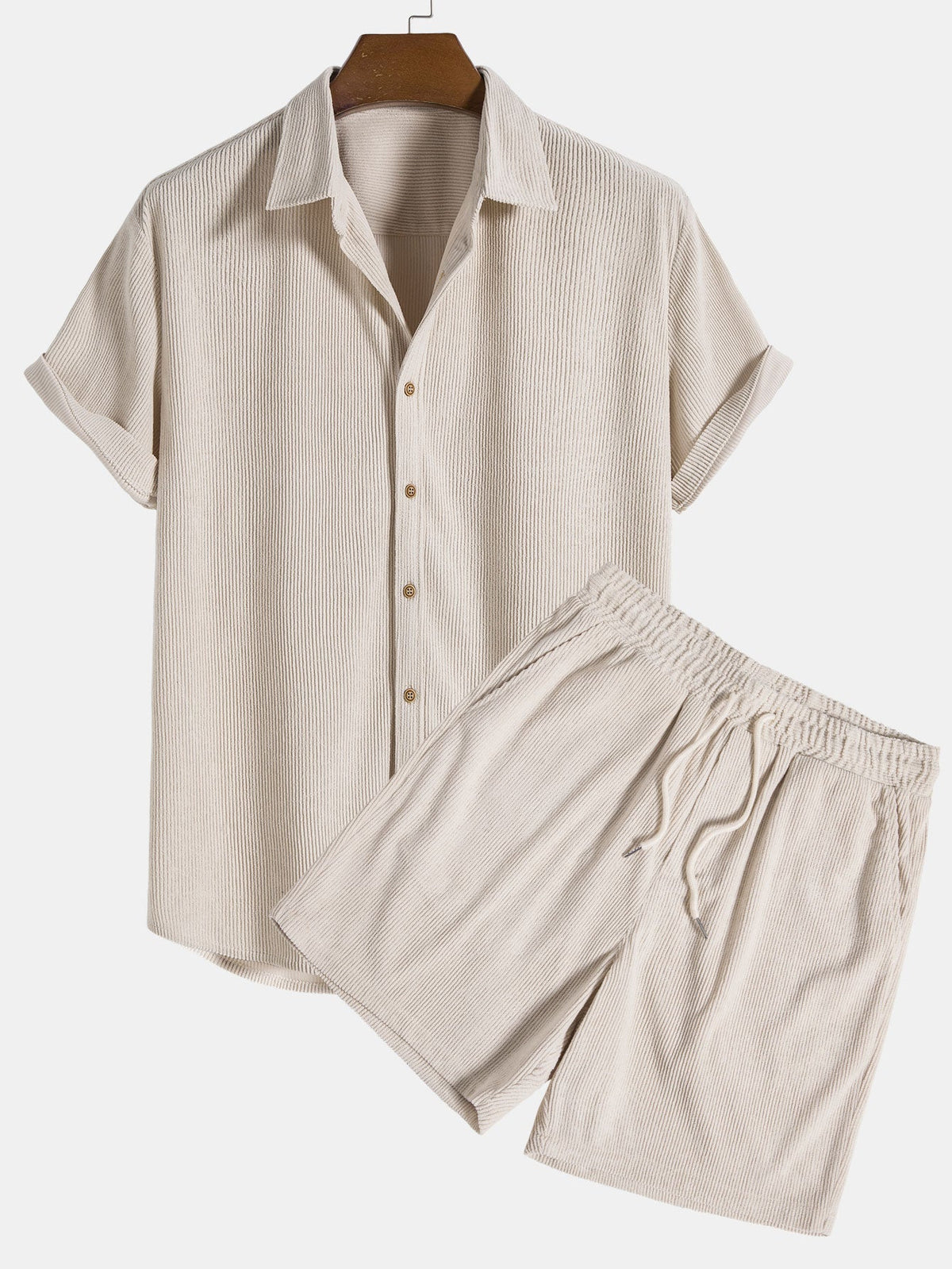 Rafael - Corduroy Casual Shirt & Shorts Set