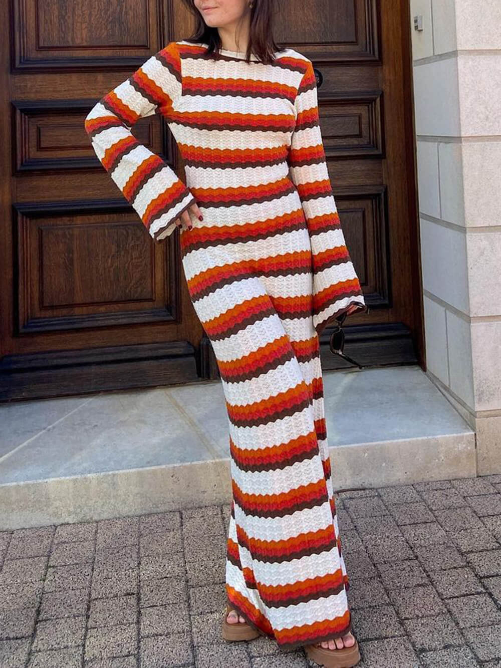 Mylene - Zigzag Pattern Maxi Dress