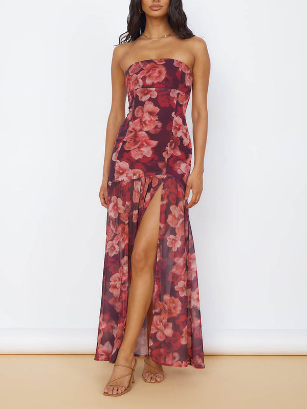 Cyrisse - Floral Tube Slit Dress