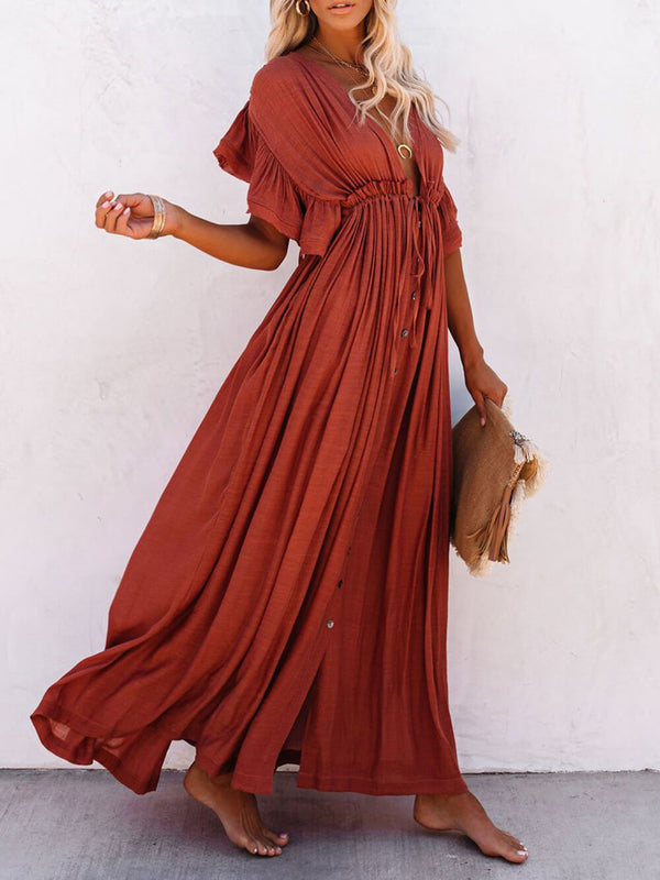 Julia - V-Neck Boho Maxi Dress