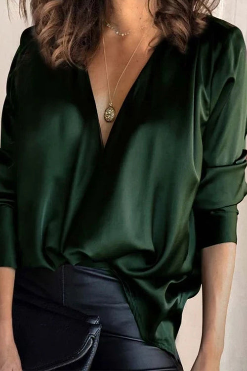 Katniss - V Neck Long Sleeve Blouse Top