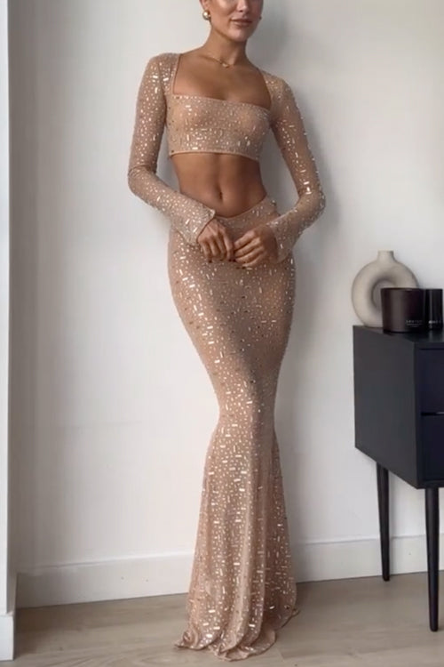 Elizabeth - Embellished Crop & Mermaid Skirt Set