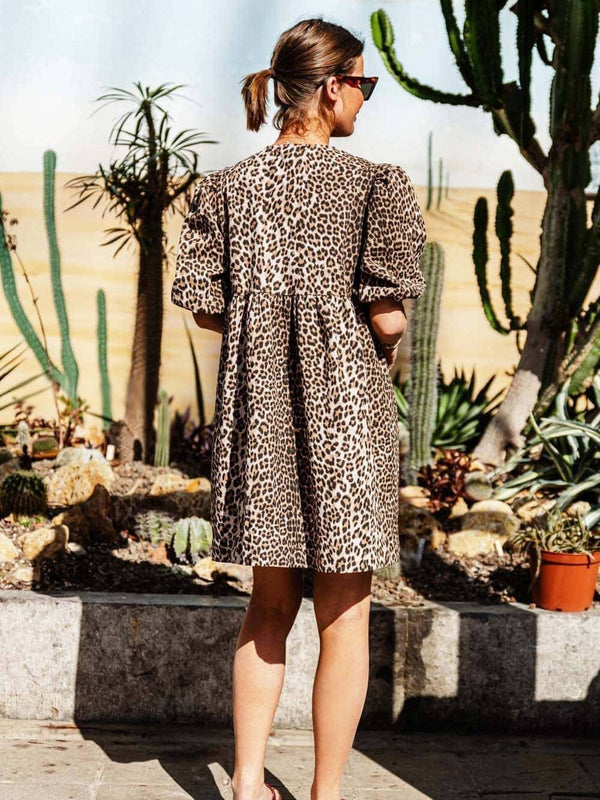 Danika - Animal Puff Sleeves Dress