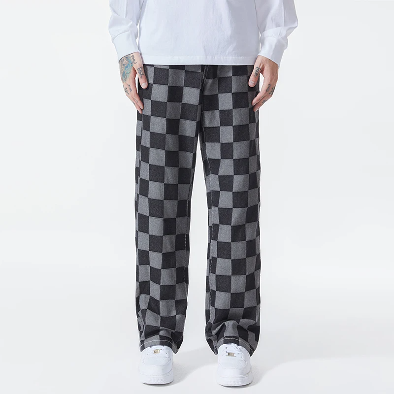 Quentin - Checkerd Style Denim Pants