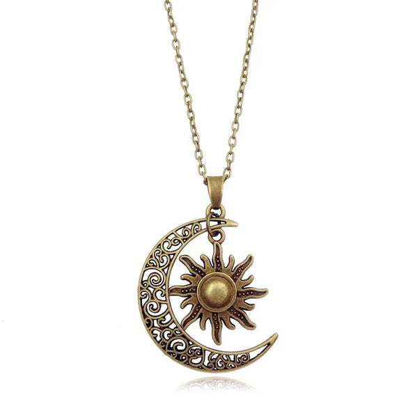 CelestialCharm - Vintage Sun & Moon Necklace - Symbol of Balance & Harmony