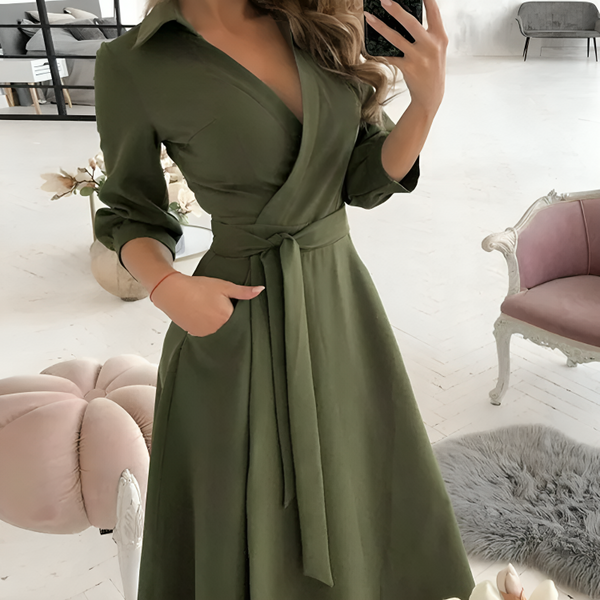 Khadija - V-Neck Long Sleeves Dress