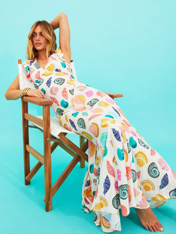 Elaide - V-Neck Printed Maxi Dress