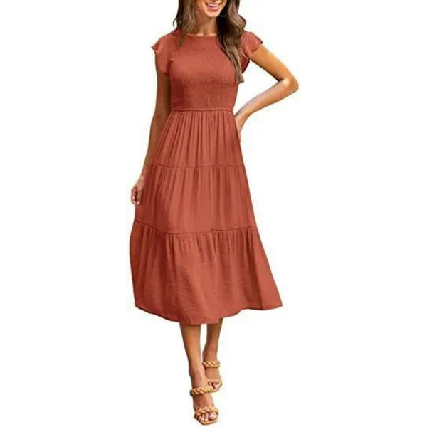 Abbie - Elegant Flounce Midi Dress