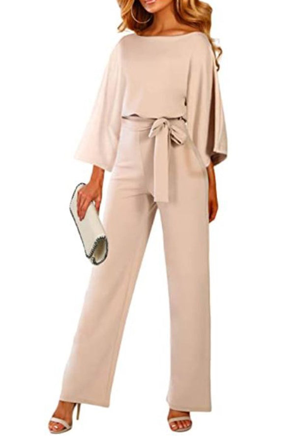 Demi - Belted Long Sleeve Jumpsuit