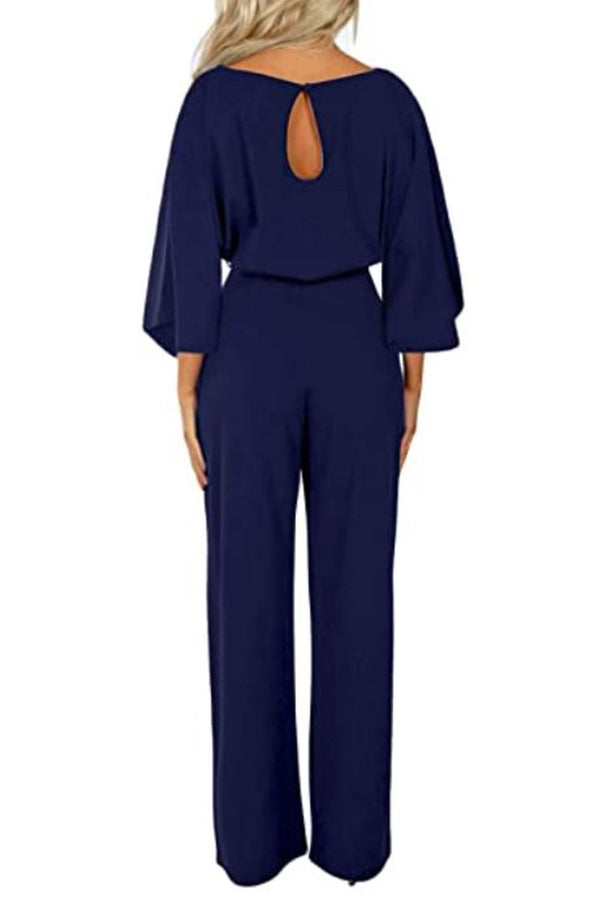 Demi - Belted Long Sleeve Jumpsuit