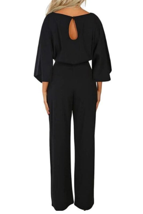 Demi - Belted Long Sleeve Jumpsuit