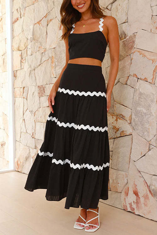 Farida - Ric Rac Cami & Tiered Maxi Skirt Set