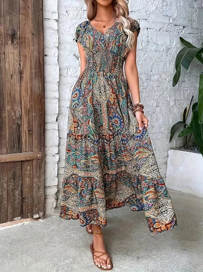 Ryette - Vibrant Paisley Print Maxi Dress