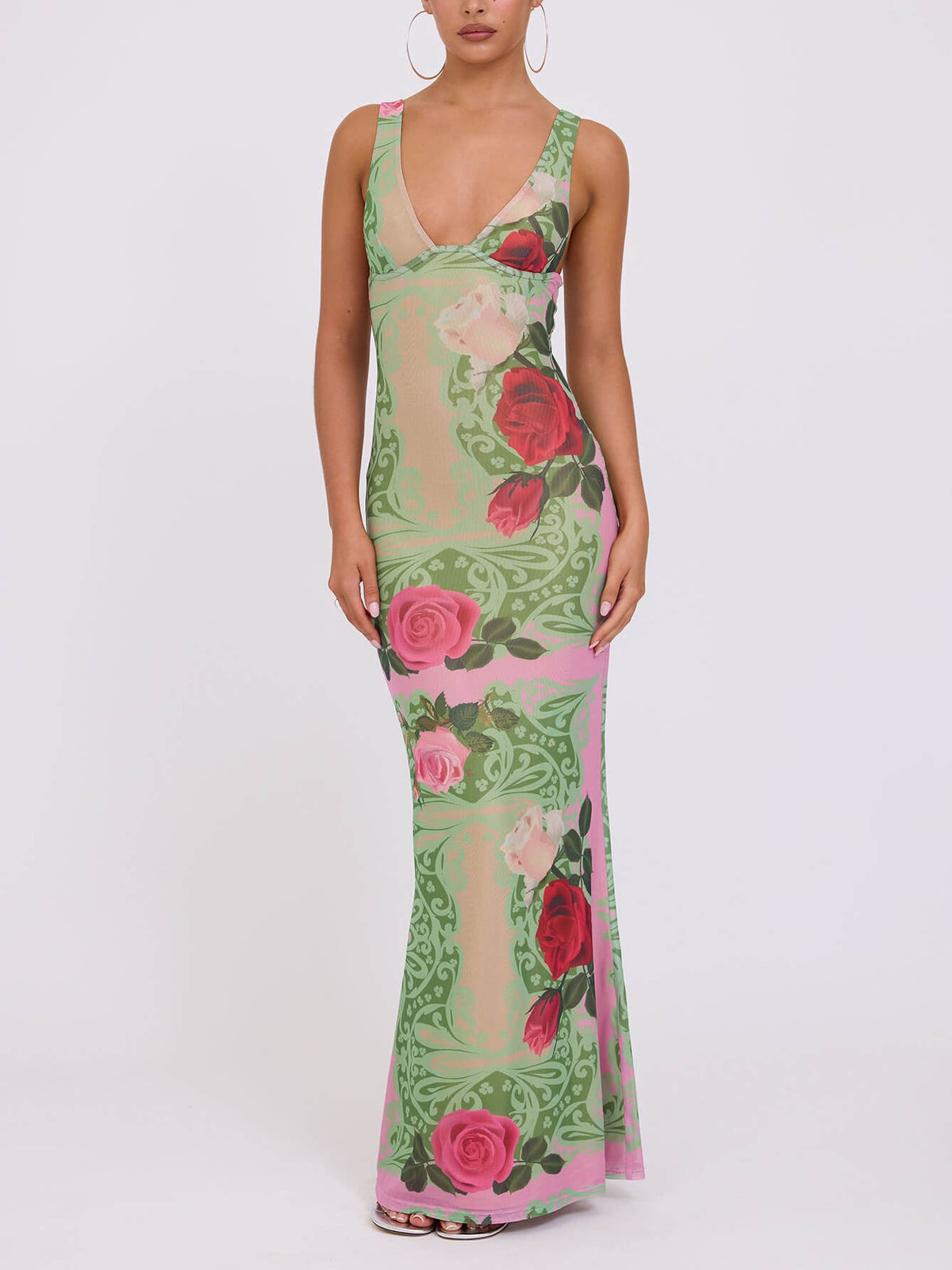 Chrissy - Floral V-Neck Rose Dress