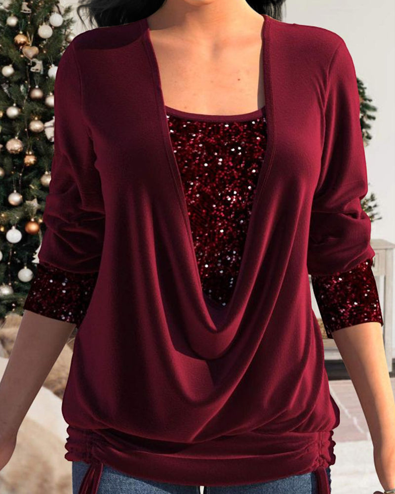 Reese I Long Sleeve Sequin Top