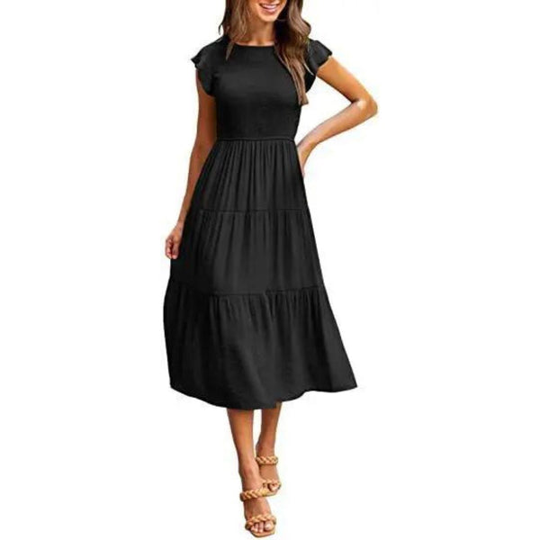 Abbie - Elegant Flounce Midi Dress