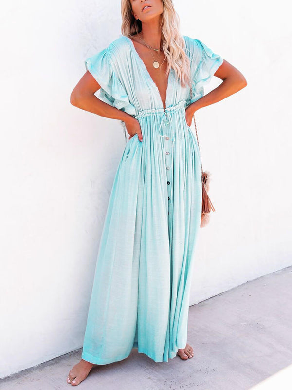 Julia - V-Neck Boho Maxi Dress